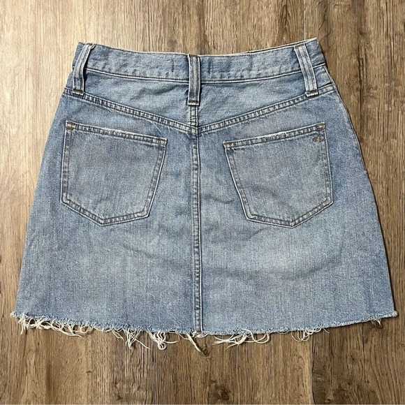 Madewell Rigid Denim A-Line Mini Skirt Size 27 US 4 Pockets Cotton Frayed Hem - Picture 8 of 12